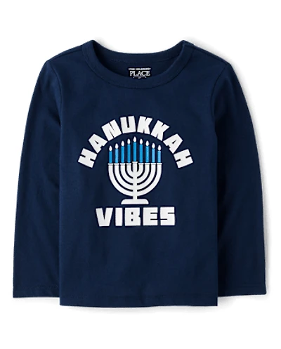 Baby And Toddler Boys Glow Hanukkah Vibes Graphic Tee
