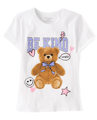 Girls Kind Teddy Bear Graphic Tee