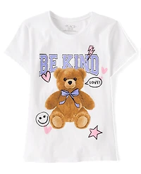 Girls Kind Teddy Bear Graphic Tee