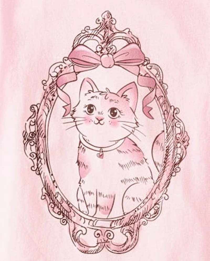 Girls Cat Mirror Graphic Tee