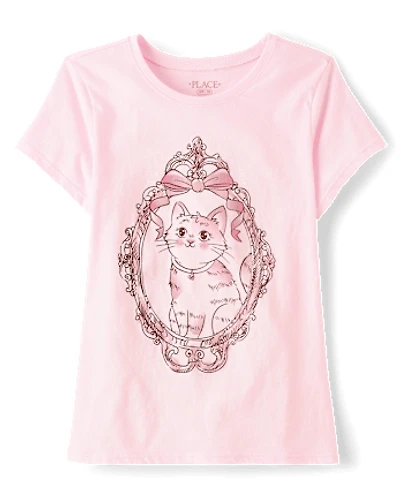 Girls Cat Mirror Graphic Tee