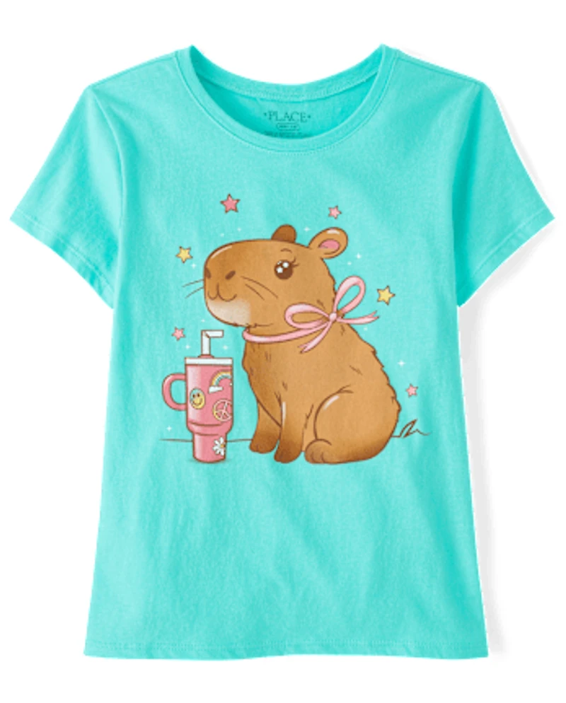 Girls Capybara Tumbler Graphic Tee