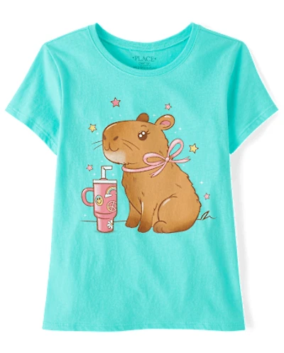 Girls Capybara Tumbler Graphic Tee