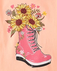 Girls Flower Boot Graphic Tee