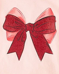 Baby And Toddler Girls Christmas Bow Graphic Tee