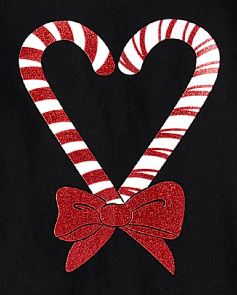 Baby And Toddler Girls Christmas Candy Canes Graphic Tee