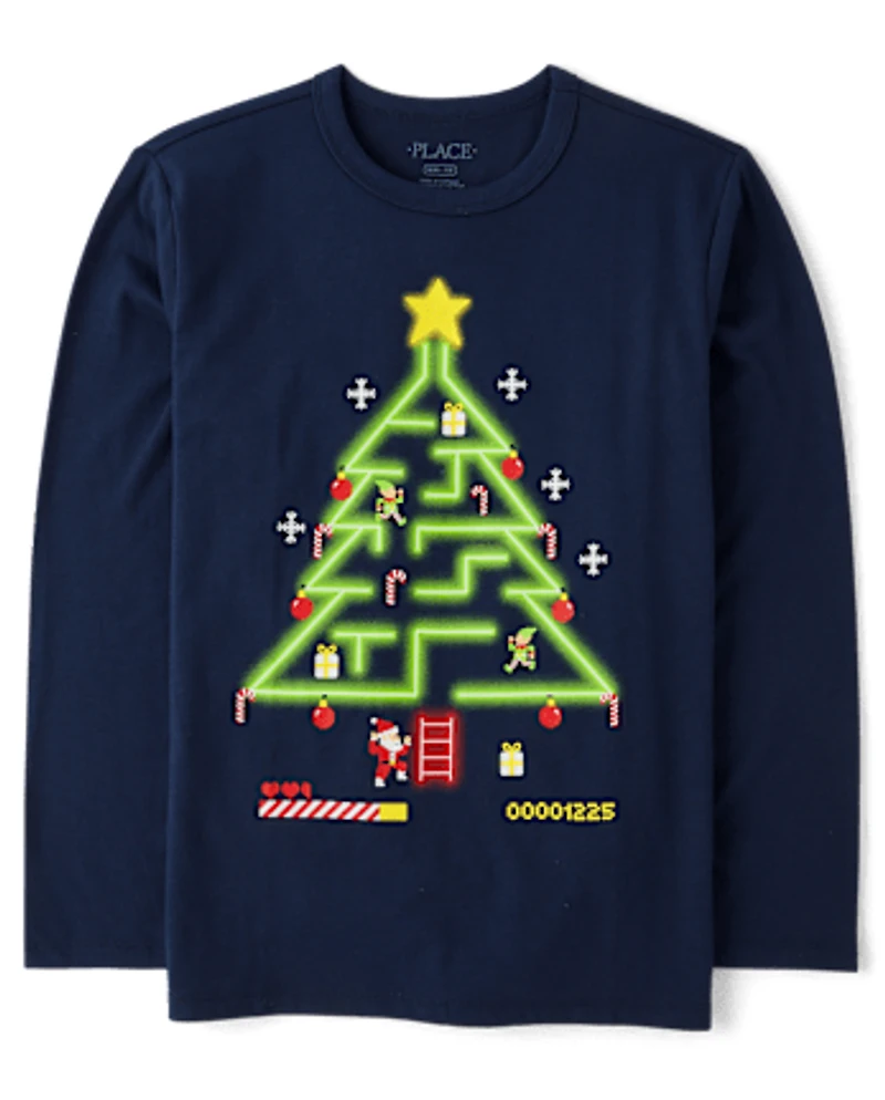 Boys Christmas Gaming Tree Graphic Tee