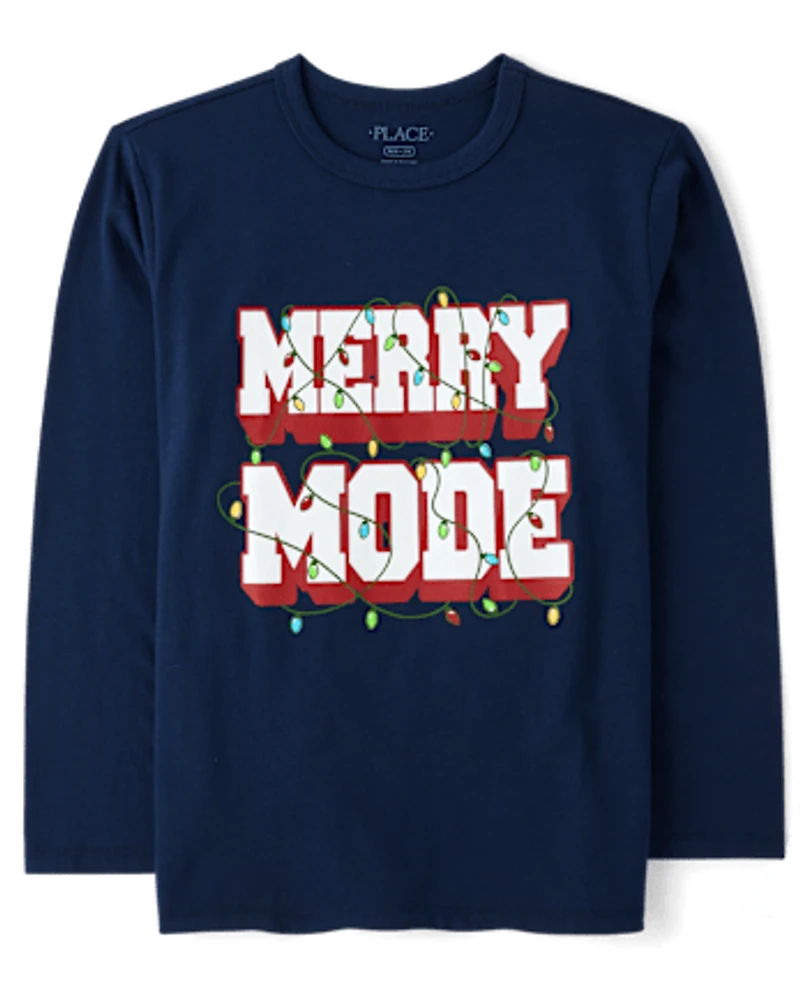 Boys Christmas Merry Mode Graphic Tee