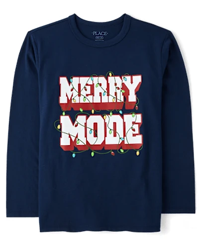 Boys Christmas Merry Mode Graphic Tee