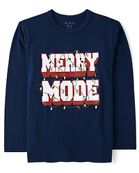 Boys Christmas Merry Mode Graphic Tee
