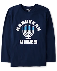 Boys Glow Hanukkah Vibes Graphic Tee