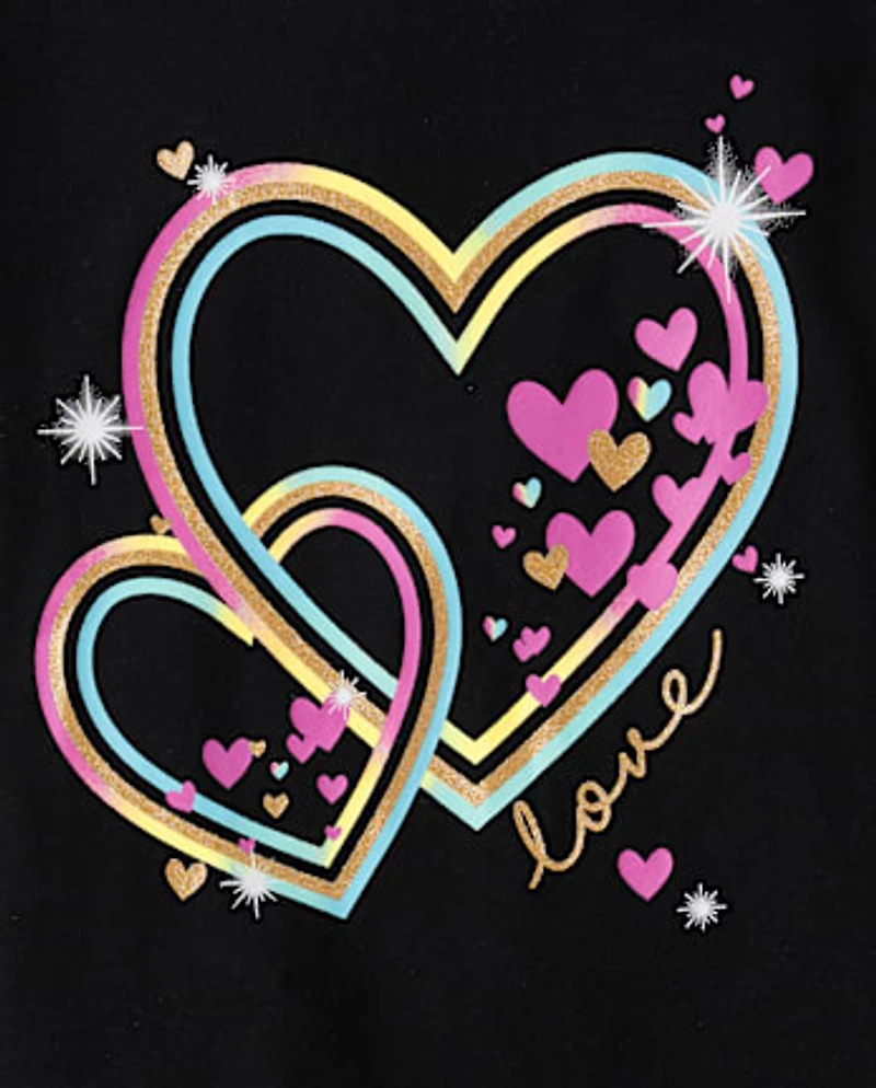 Girls Neon Hearts Graphic Tee