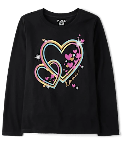 Girls Neon Hearts Graphic Tee