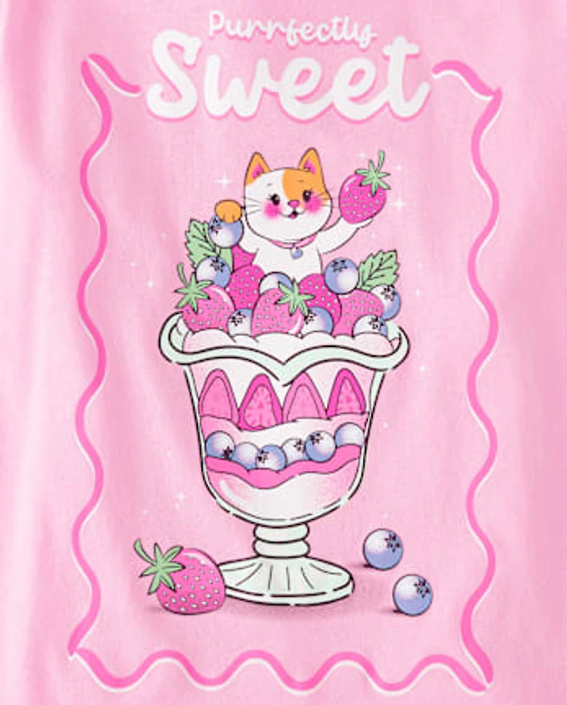 Girls Sweet Cat Graphic Tee