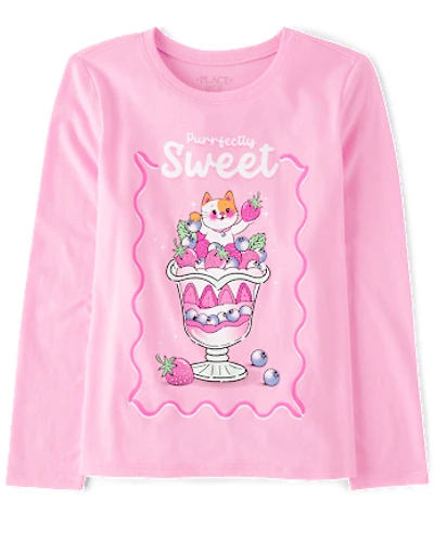 Girls Sweet Cat Graphic Tee