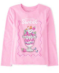 Girls Sweet Cat Graphic Tee