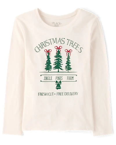 Girls Christmas Trees Graphic Tee