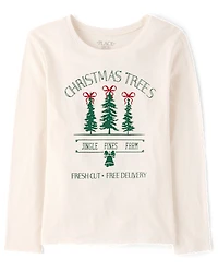 Girls Christmas Trees Graphic Tee
