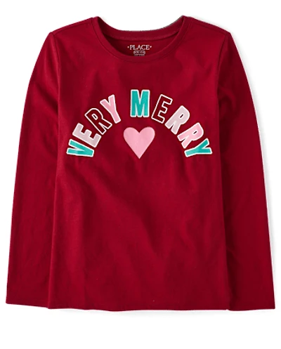Girls Very Merry Christmas Graphic Tee