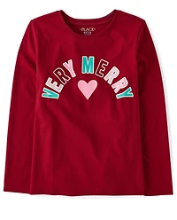 Girls Very Merry Christmas Graphic Tee