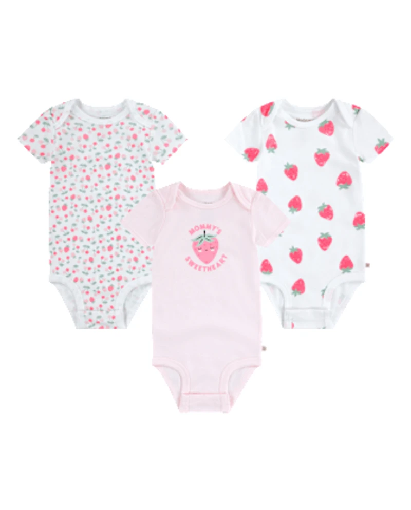 Baby Girls Huggies™ Strawberry Bodysuit 3-Pack