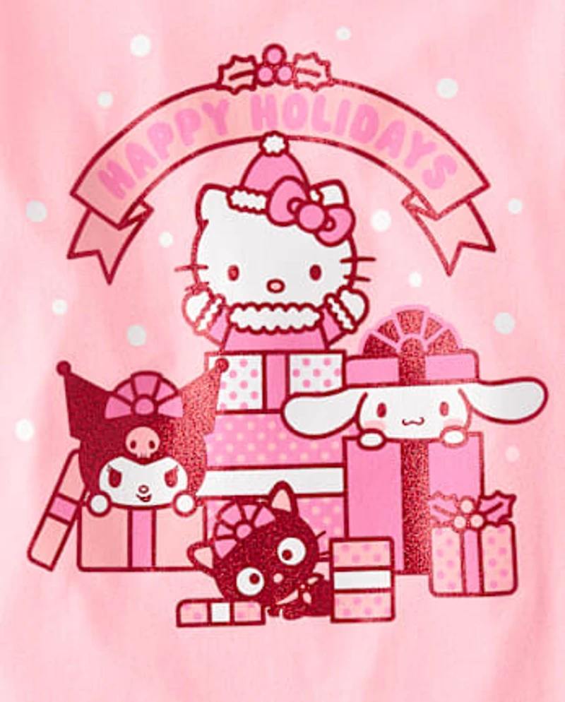 T-shirt graphique pailleté Hello Kitty® et ses amis pour filles « Joyeuses fêtes »