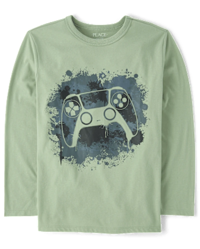 Boys Camo Game Controller Graphic Tee