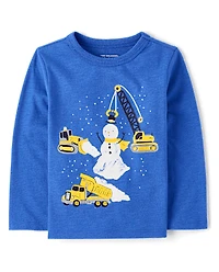 Baby And Toddler Boys Snowman Construction Graphic Tee