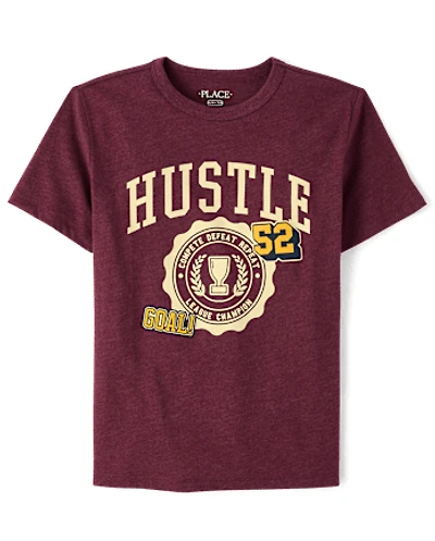 Boys Hustle Varsity Patches Graphic Tee