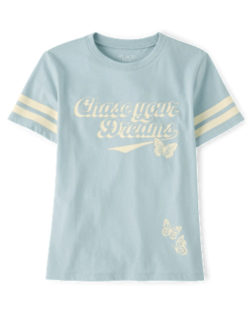 Girls Chase Your Dreams Oversized Graphic Tee
