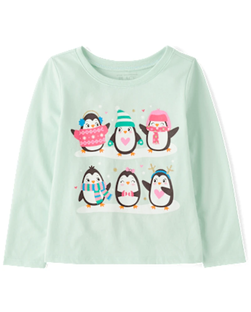 Baby And Toddler Girls Penguin Friends Graphic Tee