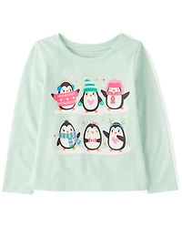 Baby And Toddler Girls Penguin Friends Graphic Tee