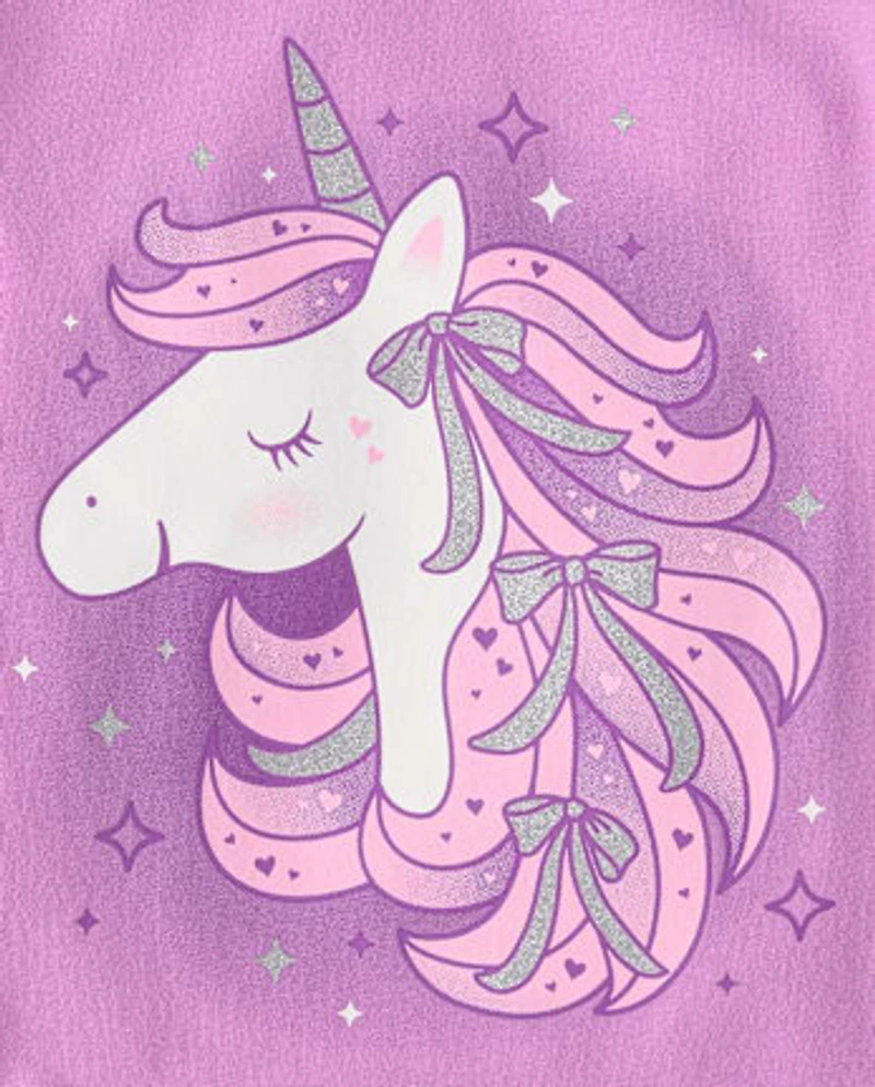 Baby And Toddler Girls Unicorn Bow Graphic Tee