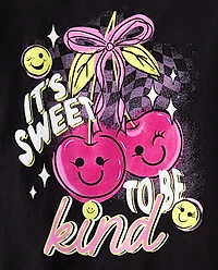 Girls Sweet To Be Kind Cherry Graphic Tee