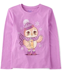 Girls Winter Owl Graphic Tee