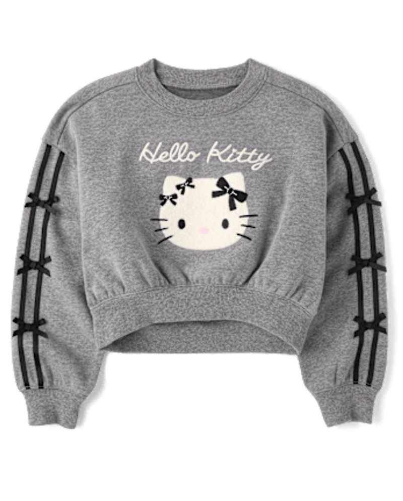 Girls Hello Kitty® Embroidered Bow Premium Fleece Sweatshirt