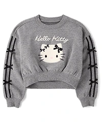 Girls Hello Kitty® Embroidered Bow Premium Fleece Sweatshirt