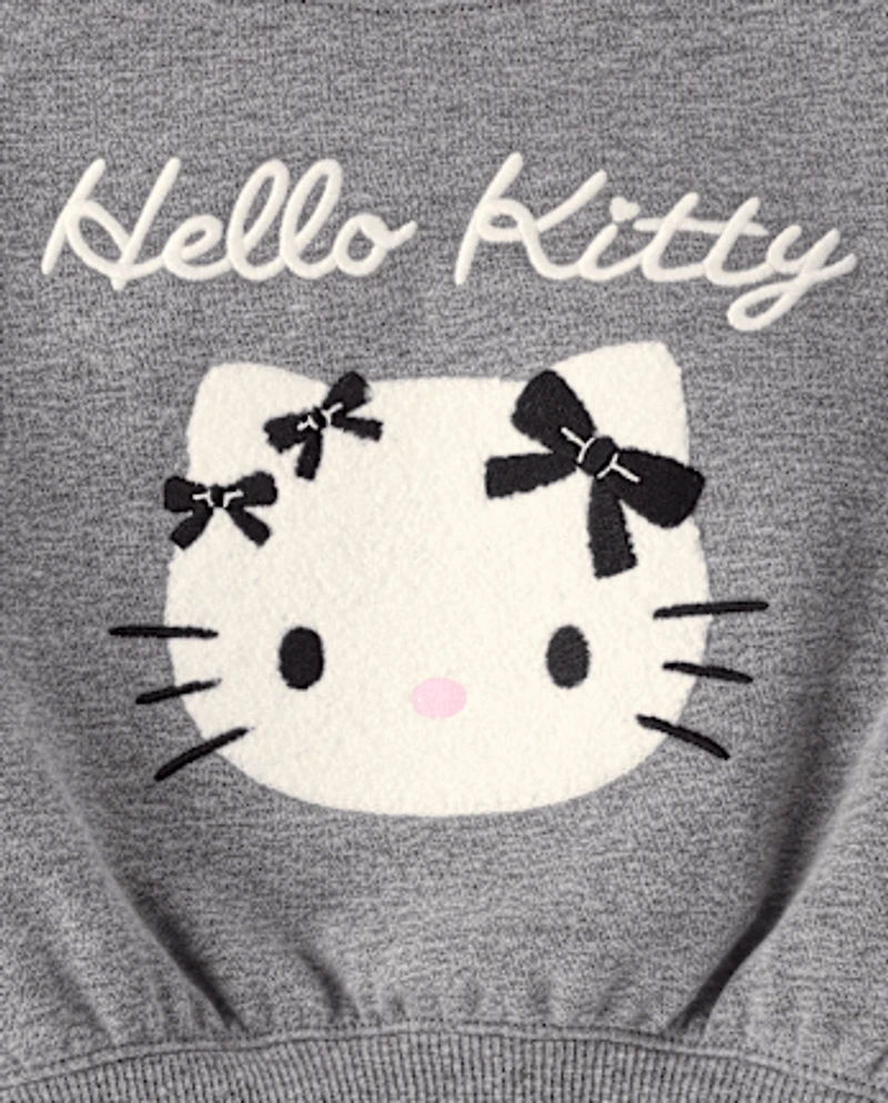 Girls Hello Kitty® Embroidered Bow Premium Fleece Sweatshirt