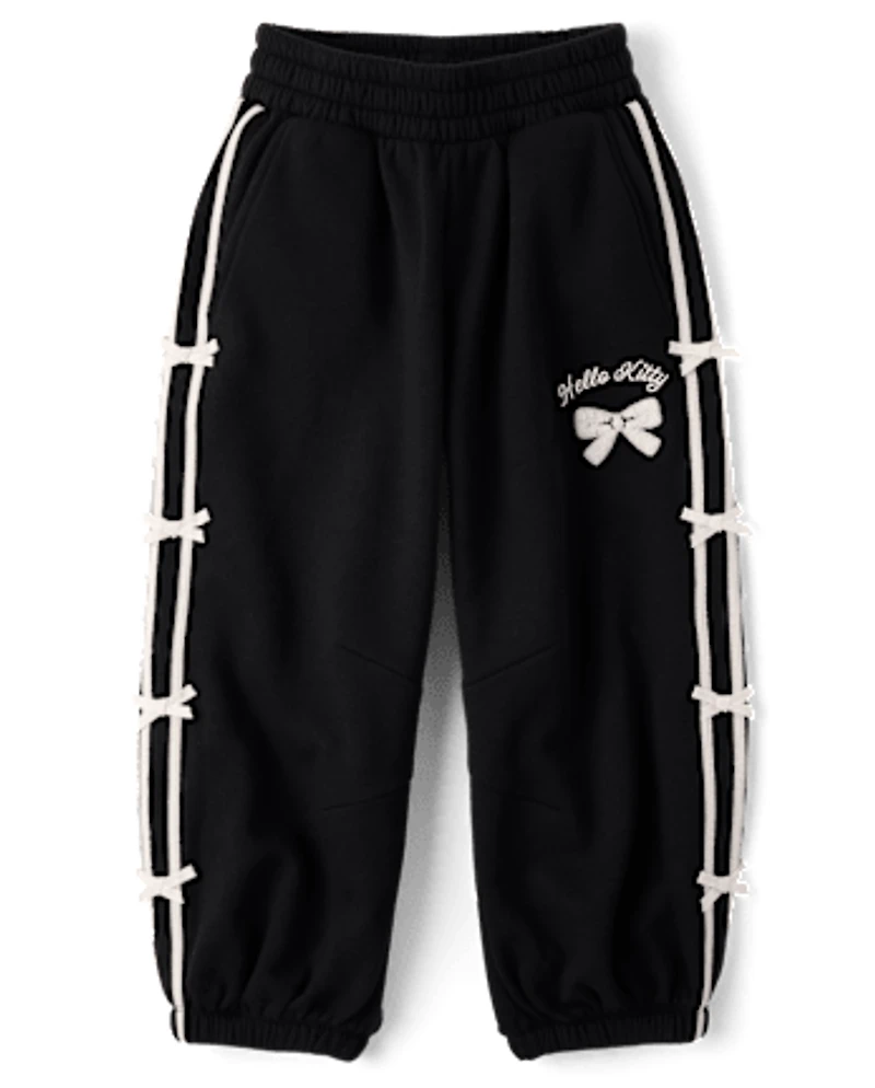 Girls Hello Kitty® Side Stripe Bow Premium Fleece Jogger Pants