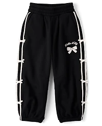 Girls Hello Kitty® Side Stripe Bow Premium Fleece Jogger Pants