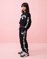 Girls Hello Kitty® Side Stripe Bow Premium Fleece Jogger Pants
