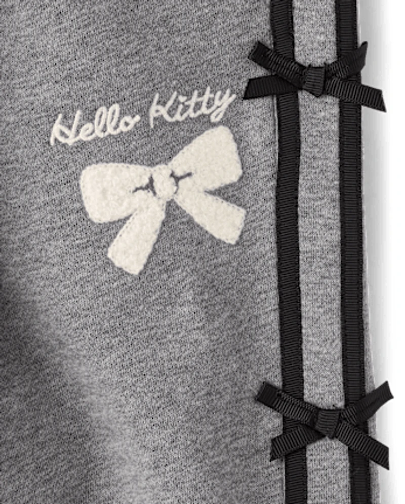 Girls Hello Kitty® Side Stripe Bow Premium Fleece Jogger Pants
