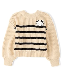 Girls Hello Kitty® Embroidered Striped Sweater