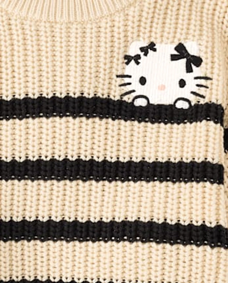 Girls Hello Kitty® Embroidered Striped Sweater
