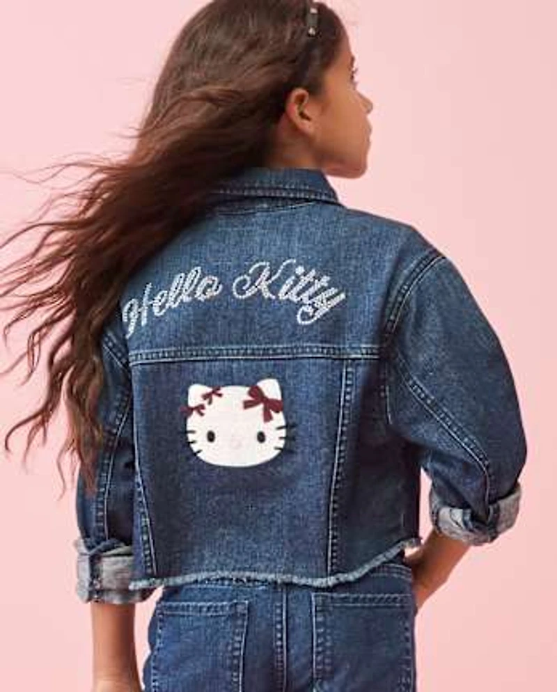 Girls Hello Kitty® Embroidered Denim Jacket