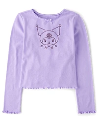 Girls Kuromi™ Rhinestone Ribbed Baby Tee