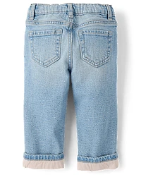 Toddler Girls Lined Roll Cuff 90s Straight Jeans