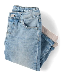 Toddler Girls Lined Roll Cuff 90s Straight Jeans