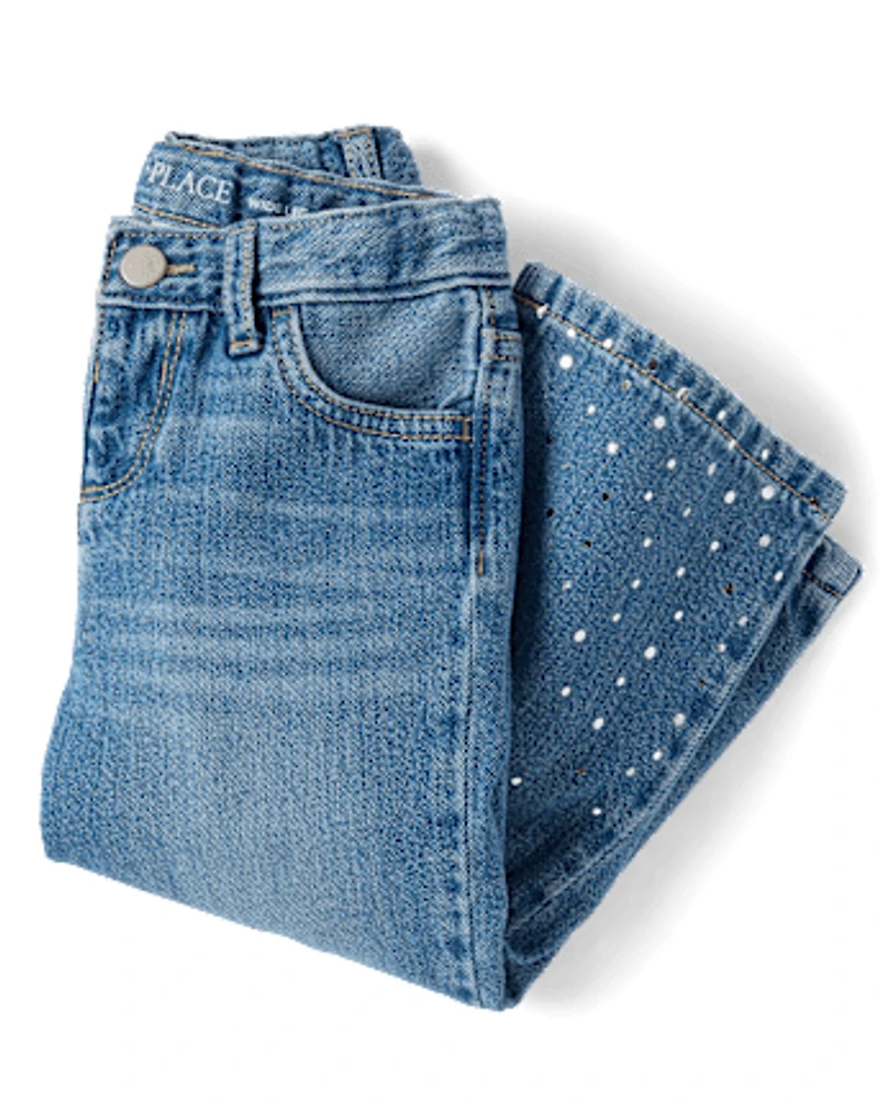 Toddler Girls Foil Wide Leg Jeans