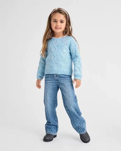 Toddler Girls Foil Wide Leg Jeans